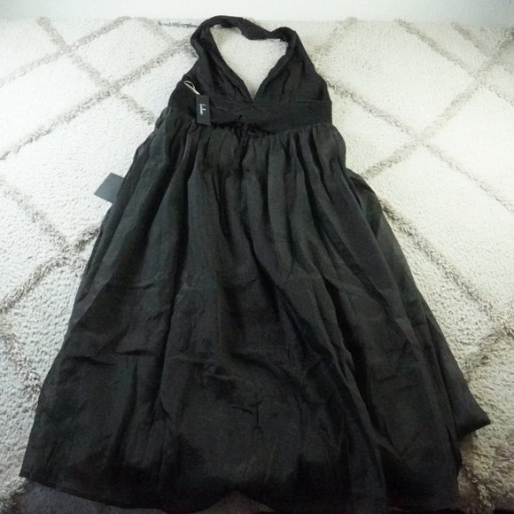 Lulus Delightful Drama Black Textured Halter Backless Midi Dress Womens XL - Picture 14 of 16